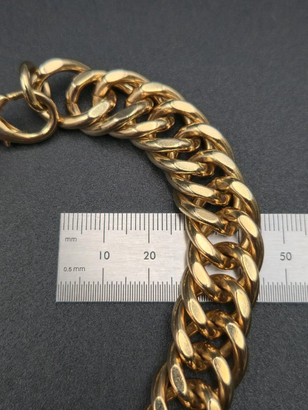 16 Inch Gold Over Stainless Steel Chunky Curb Chain Necklace B1129 - Picture 5 of 6